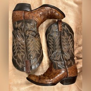 Men’s Hand Crafted Custom Made Full Quill Ostrich Boots Size 8D